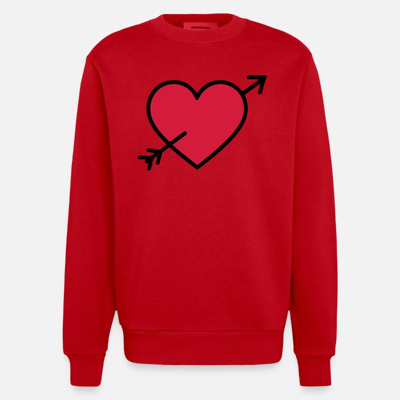 Symbole de coeur Flèche - Sweat bio épais oversize fabriqué en UE - rouge