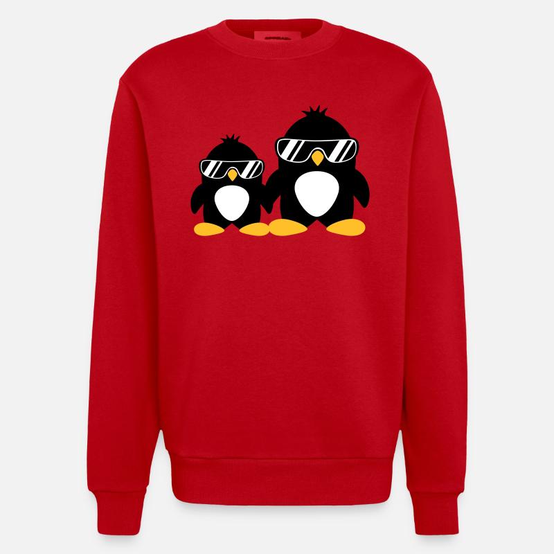 Cool Penguin Dad And Boy - Sweat bio épais oversize fabriqué en UE - rouge