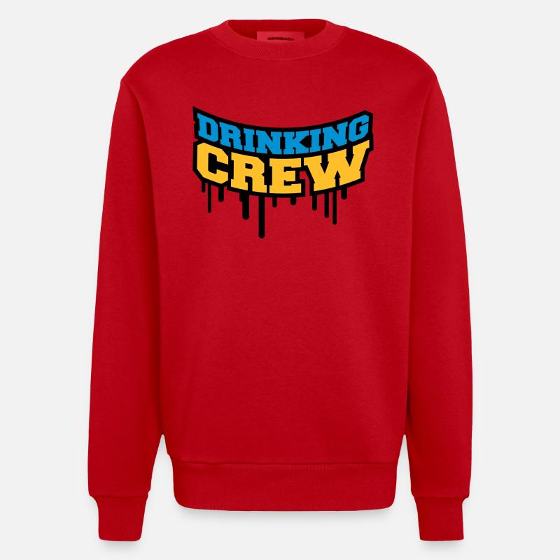 Drinking Crew Graffiti - Sweat bio épais oversize fabriqué en UE - rouge