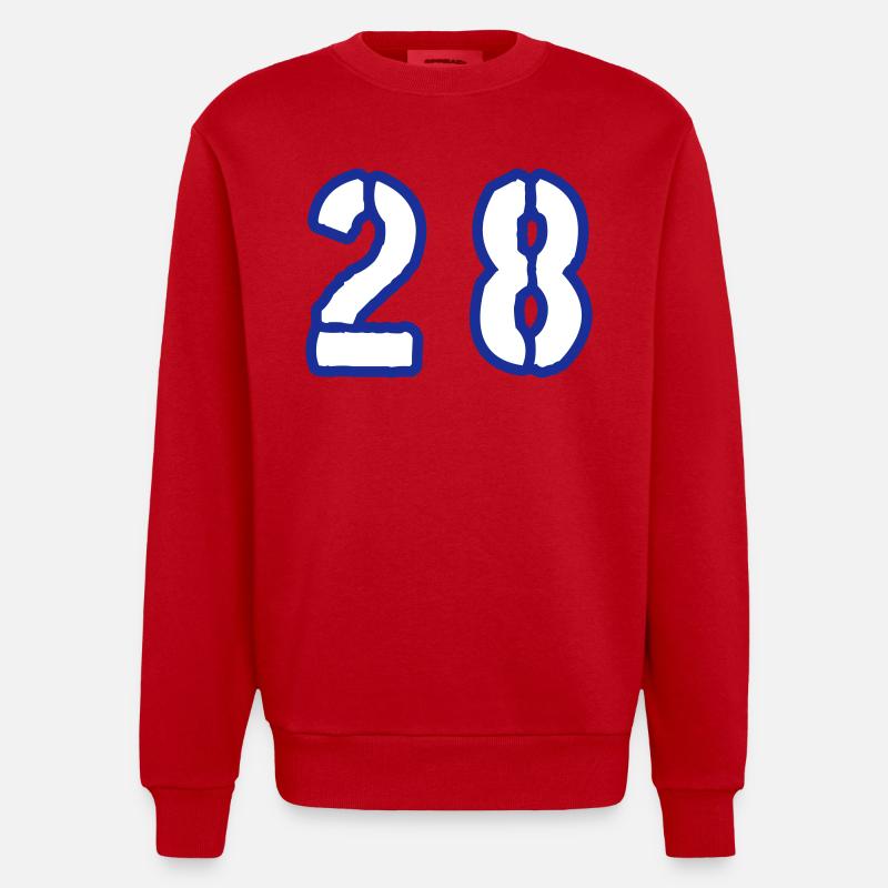 28 Symbole numérique - Sweat bio épais oversize fabriqué en UE - rouge