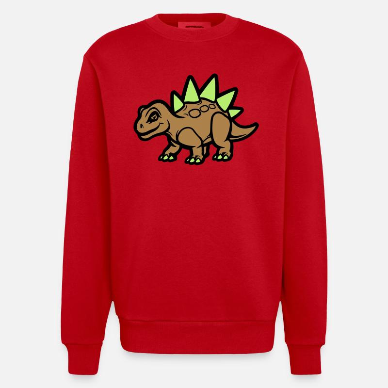 Stegosaurus Comic - Heavyweight Oversized Organic Crew Neck Made in EU - red