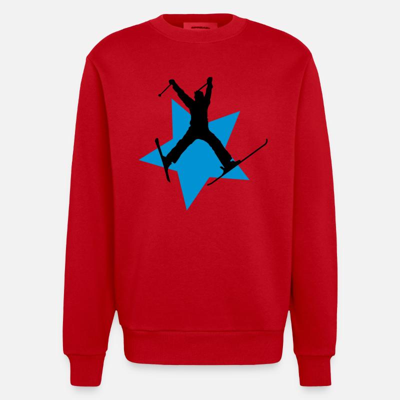 ski jump star - Sweat bio épais oversize fabriqué en UE - rouge