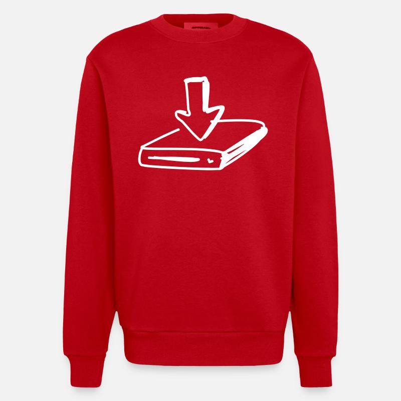 Festplatte mit Pfeil - Heavyweight Oversized Organic Crew Neck Made in EU - Rot