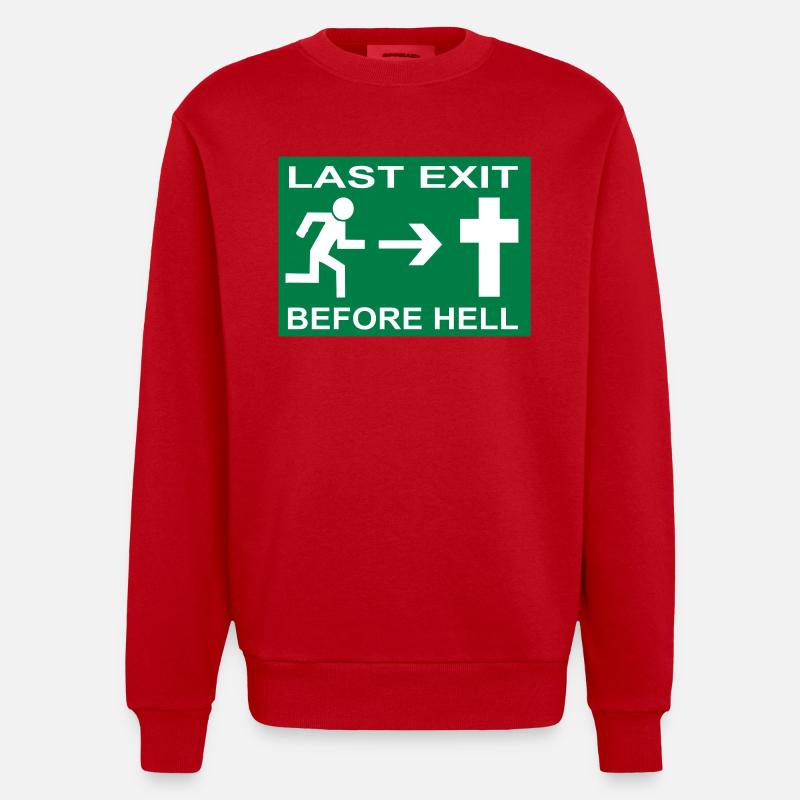 Last Exit ... - Heavyweight Oversized Organic Crew Neck Made in EU - red