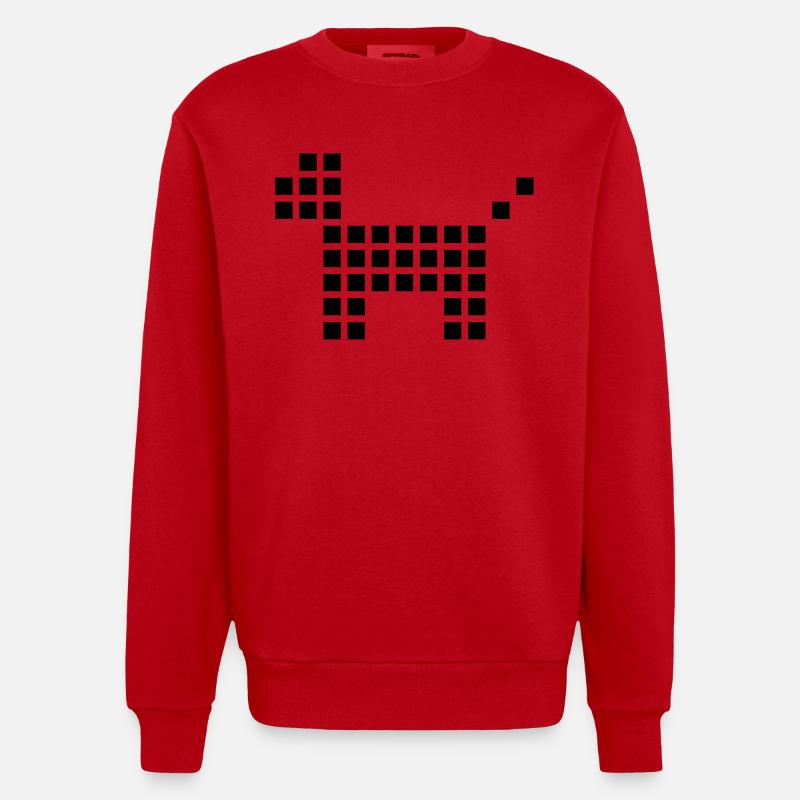 hund pixel - Heavyweight Oversized Organic Crew Neck Made in EU - Rot