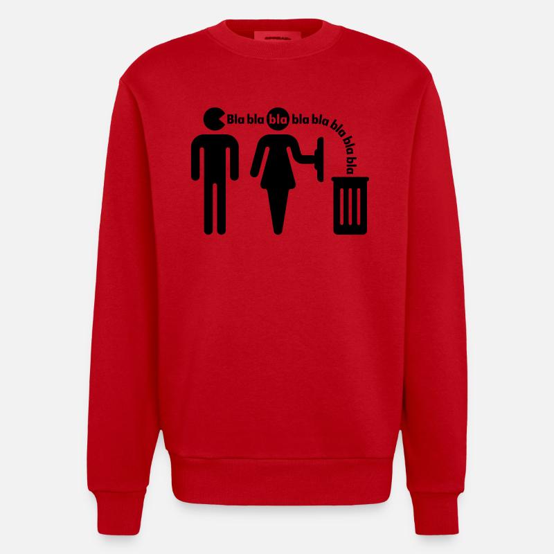 Bla bla bla (m/small) - Heavyweight Oversized Organic Crew Neck Made in EU - red