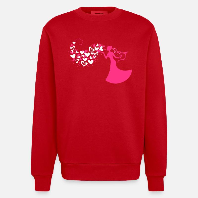 Bride with heart cloud - Heavyweight Oversized Organic Crew Neck Made in EU - red