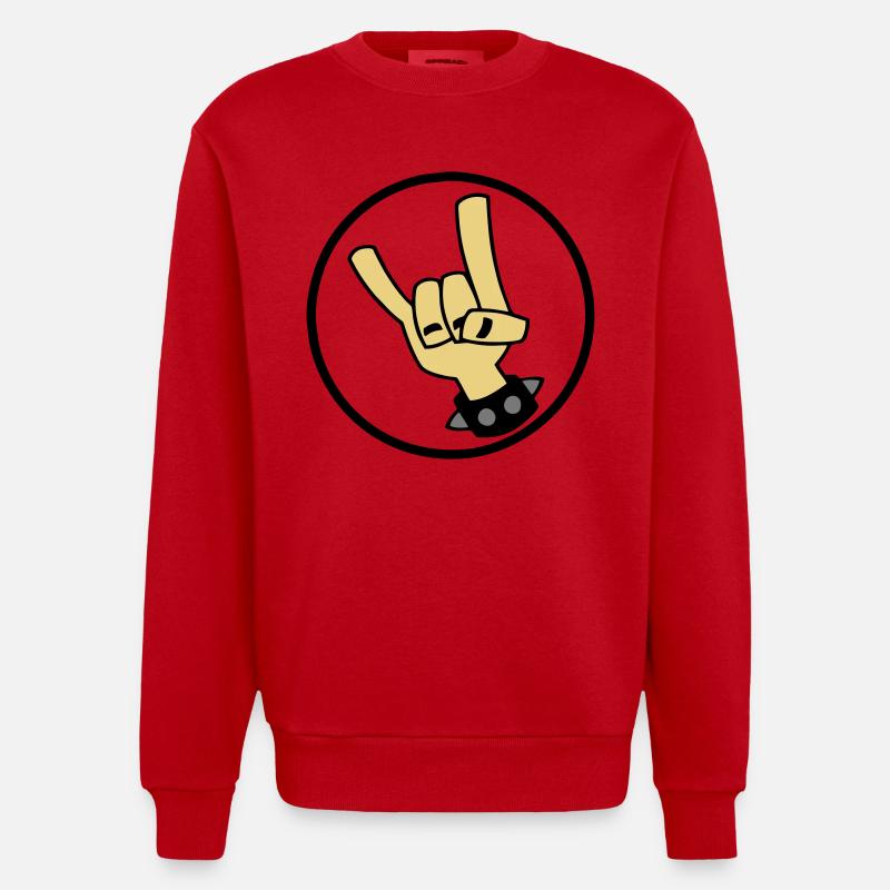 Devil Rock Hand 01 - Heavyweight Oversized Organic Crew Neck Made in EU - red