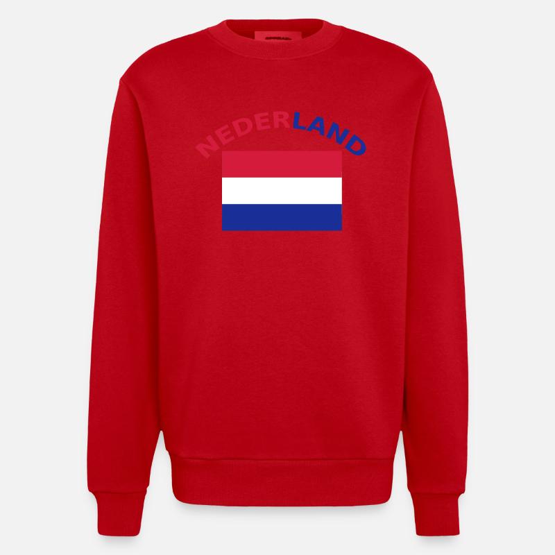 Hollande, Pays-Bas, drapeau, drapeau - Sweat bio épais oversize fabriqué en UE - rouge