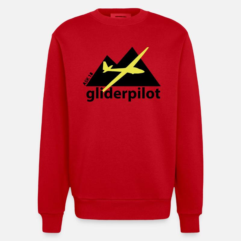soaring-tv: gliderpilot - Heavyweight Oversized Organic Crew Neck Made in EU - Rot