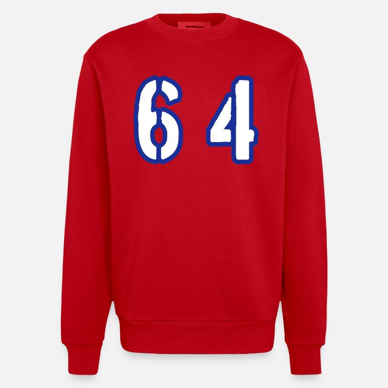 64 Symbole numérique - Sweat bio épais oversize fabriqué en UE - rouge