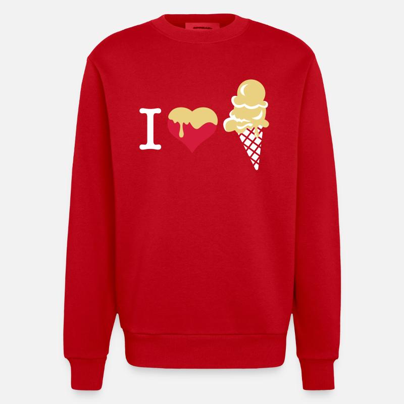 I love Eiscreme - Heavyweight Oversized Organic Crew Neck Made in EU - Rot