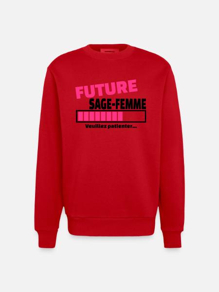 future sage-femme - Sweat bio épais oversize fabriqué en UE - rouge