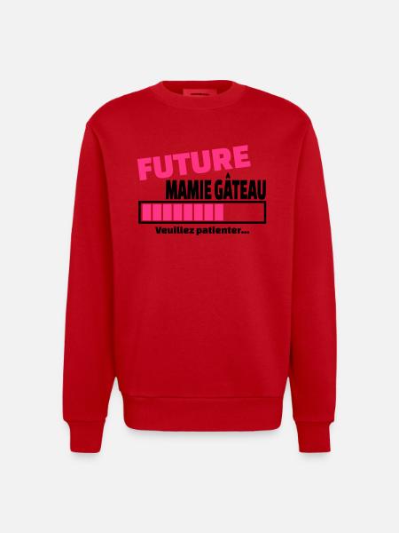 future mamie gâteau - Sweat bio épais oversize fabriqué en UE - rouge