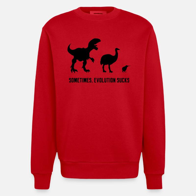 Sometimes, Evolution Sucks - Heavyweight Oversized Organic Crew Neck Made in EU - red