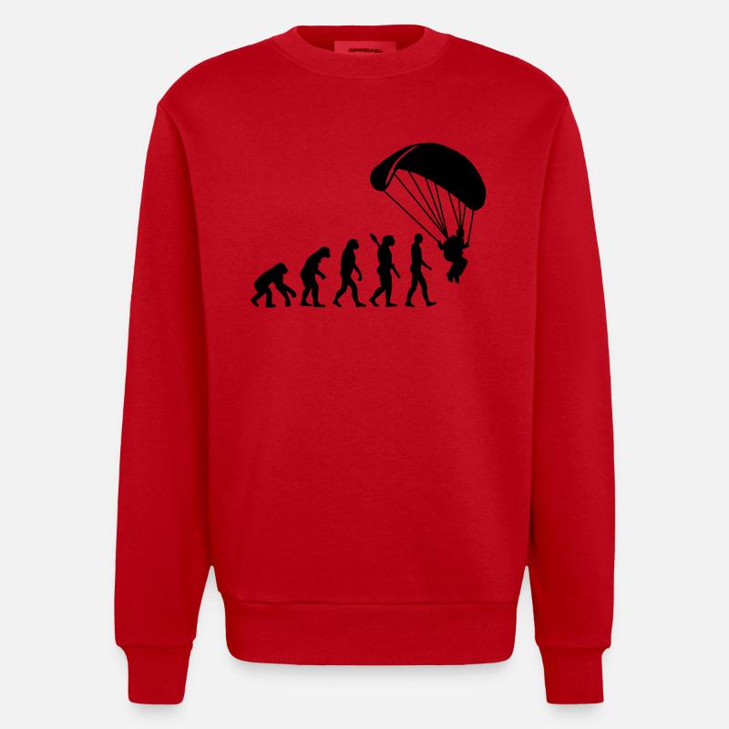 Evolution Fallschirmspringen - Heavyweight Oversized Organic Crew Neck Made in EU - Rot