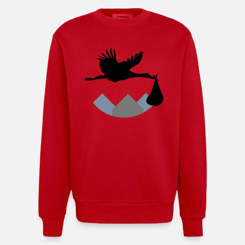 Stork & Baby (Vector) - Sweat bio épais oversize fabriqué en UE - rouge