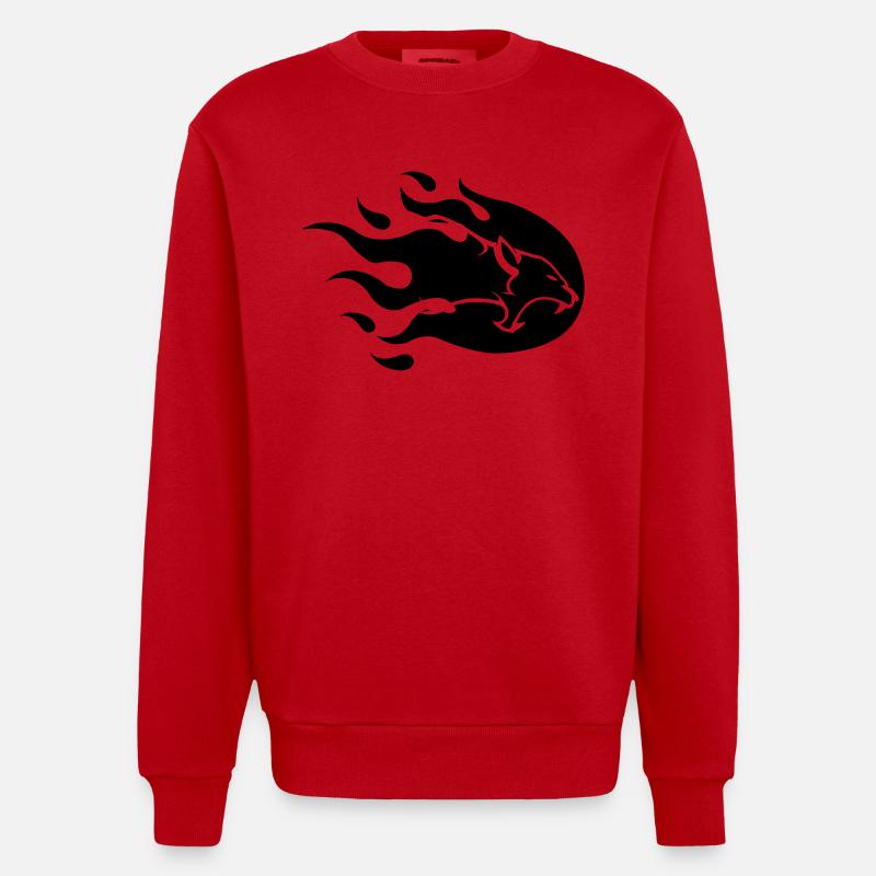 pather_on_fire_01 - Sweat bio épais oversize fabriqué en UE - rouge