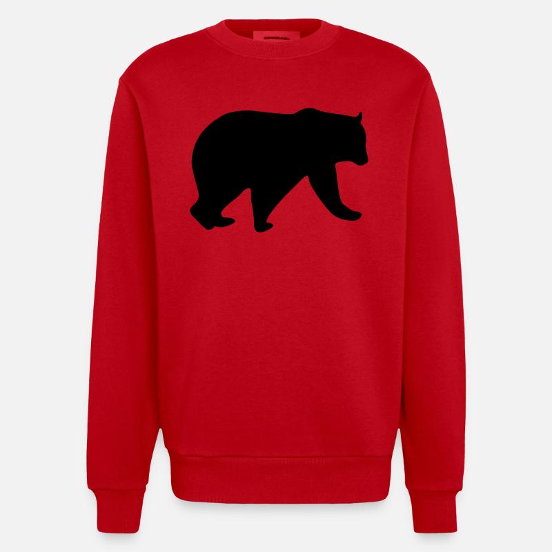 bear design - Heavyweight Oversized Organic Crew Neck Made in EU - Rot