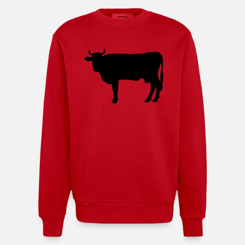 Cow - Heavyweight Oversized Organic Crew Neck Made in EU - red