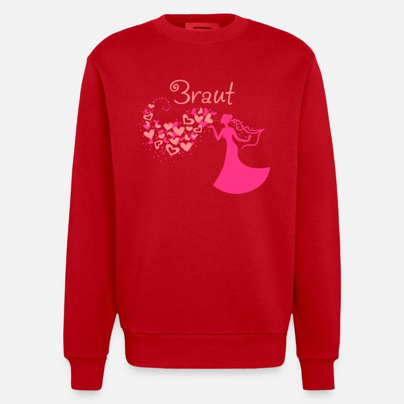 Heart Cloud bride Text - Heavyweight Oversized Organic Crew Neck Made in EU - red