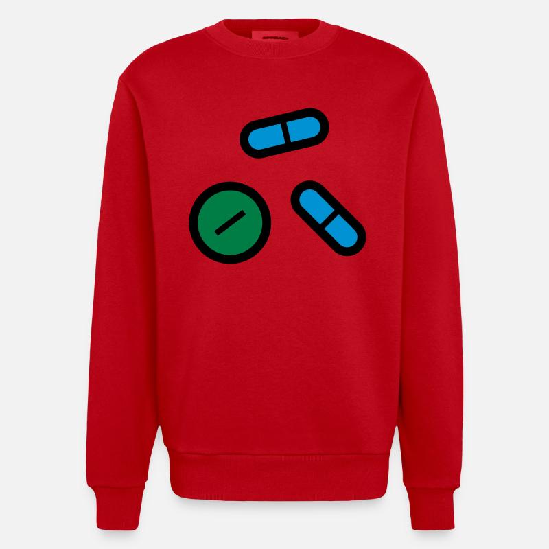 Pilules, médicaments, médicaments, médicaments - Sweat bio épais oversize fabriqué en UE - rouge