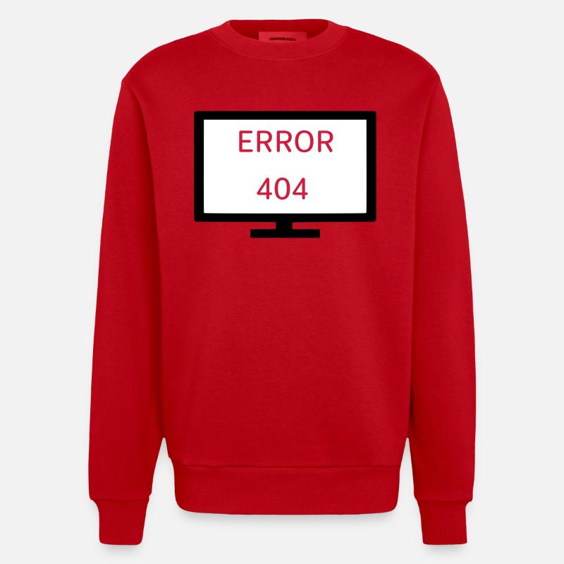 Computer Error 404 - Heavyweight Oversized Organic Crew Neck Made in EU - red