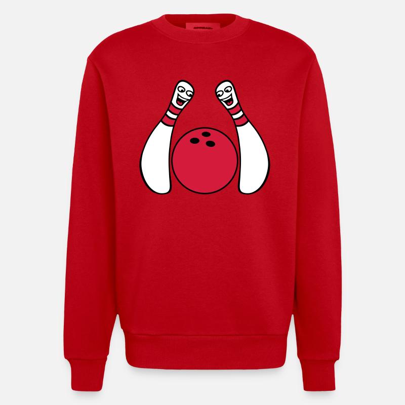 2 Cheeky Comic Bowling Pins - Sweat bio épais oversize fabriqué en UE - rouge