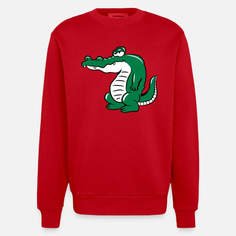 Krokodil kopf - Heavyweight Oversized Organic Crew Neck Made in EU - Rot