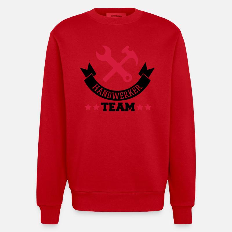 handwerker_team_2 - Heavyweight Oversized Organic Crew Neck Made in EU - Rot