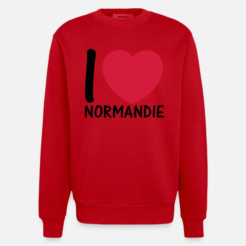 i love normandie 2c - Sweat bio épais oversize fabriqué en UE - rouge