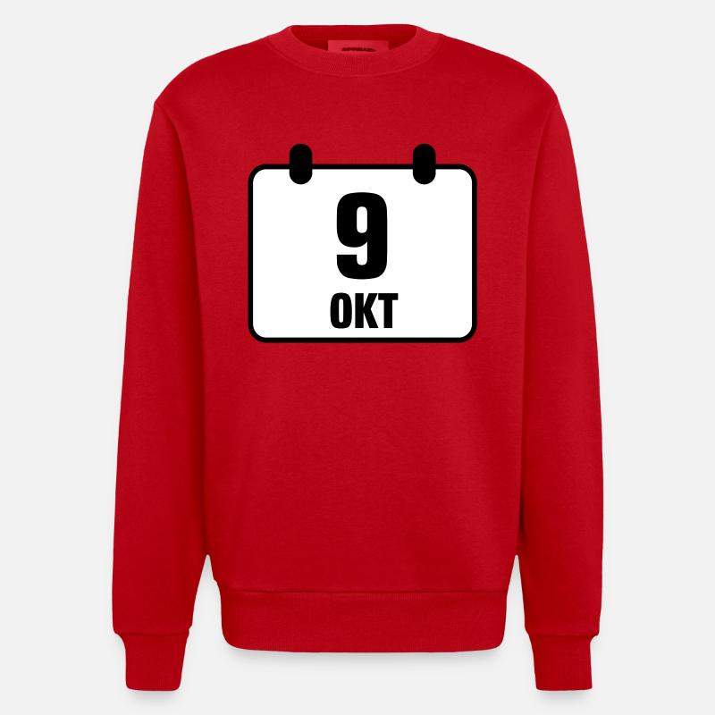 9 octobre anniversaire anniversaire 2c - Sweat bio épais oversize fabriqué en UE - rouge