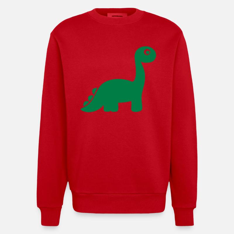 Dinosaurier - Heavyweight Oversized Organic Crew Neck Made in EU - Rot