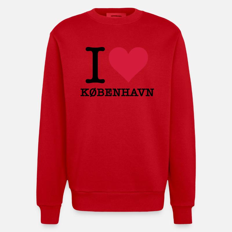 I love Copenhague - Sweat bio épais oversize fabriqué en UE - rouge