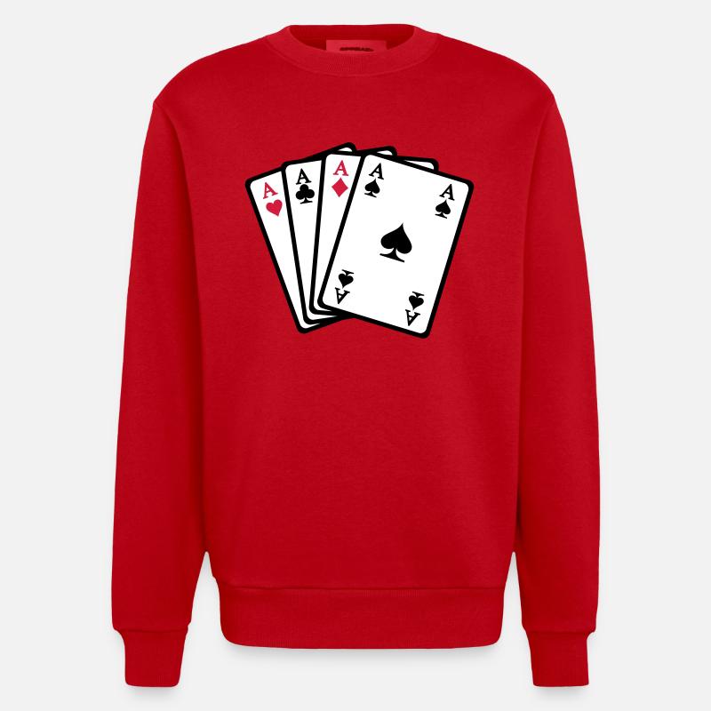 Poker - Heavyweight Oversized Organic Crew Neck Made in EU - Rot