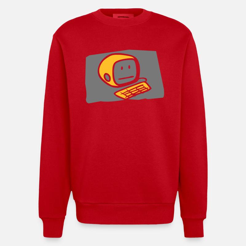 computer2_c - Heavyweight Oversized Organic Crew Neck Made in EU - red