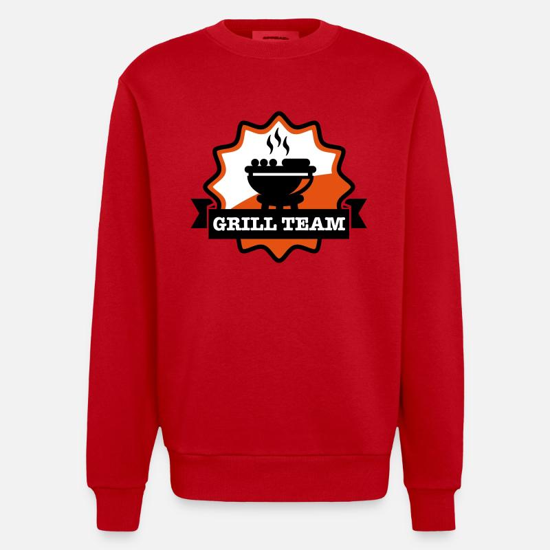 grill_team_emblem_f3 - Sweat bio épais oversize fabriqué en UE - rouge