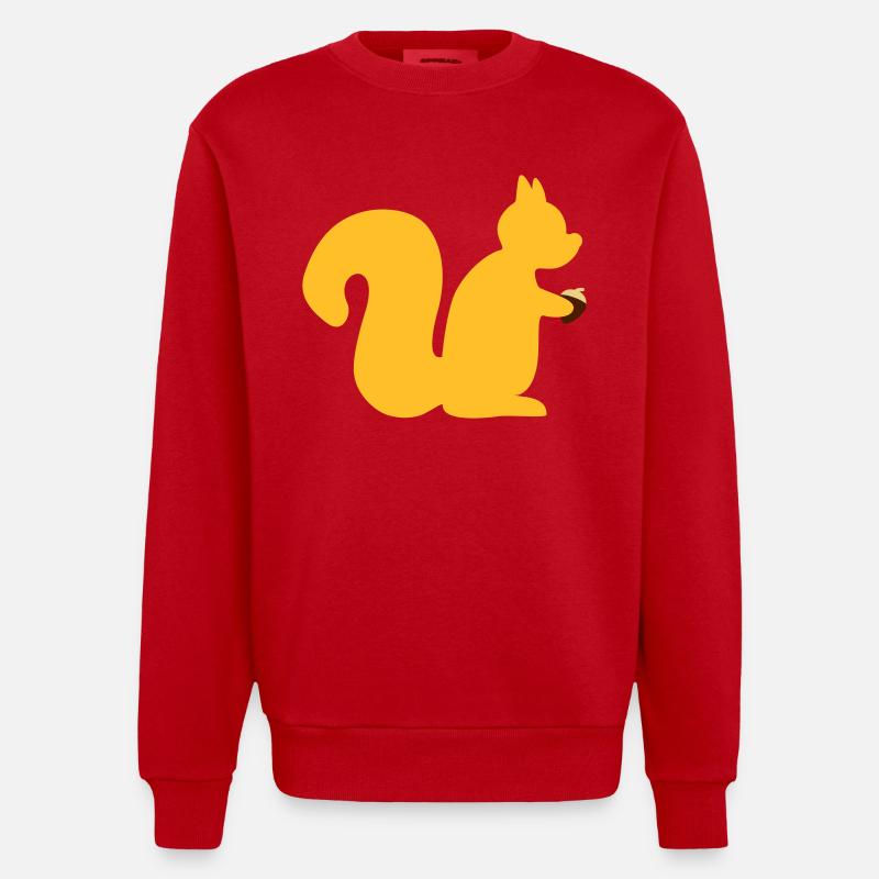 Eichhörnchen mit Nuss - Heavyweight Oversized Organic Crew Neck Made in EU - Rot