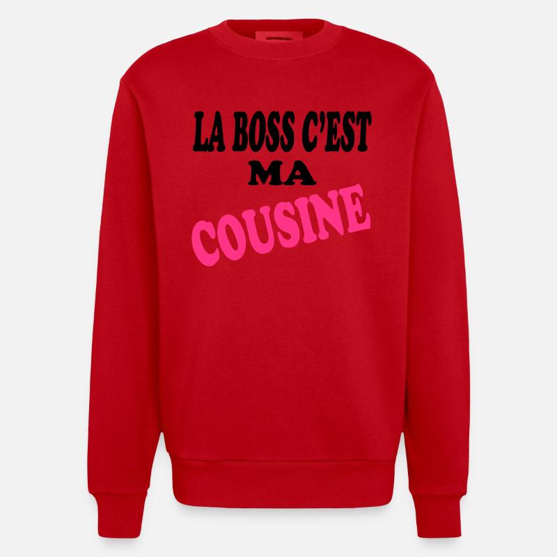 La meilleure c'est ma COUSINE - Sweat bio épais oversize fabriqué en UE - rouge