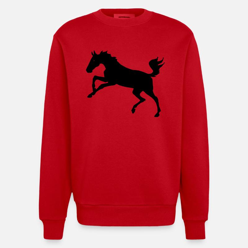 Springendes Pferd - Heavyweight Oversized Organic Crew Neck Made in EU - Rot
