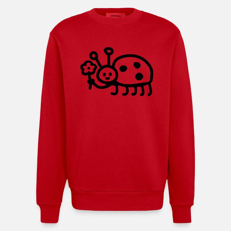 Coccinelle - Fleur - Line - Sweat bio épais oversize fabriqué en UE - rouge