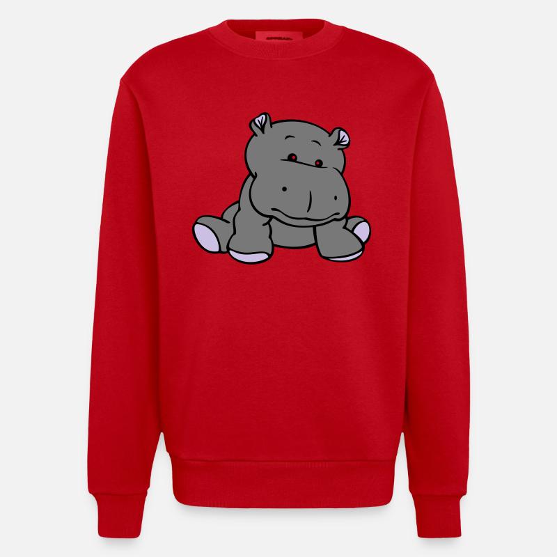 Hippo- / Nilpferd- / Flusspferd-Baby (3C) - Heavyweight Oversized Organic Crew Neck Made in EU - Rot