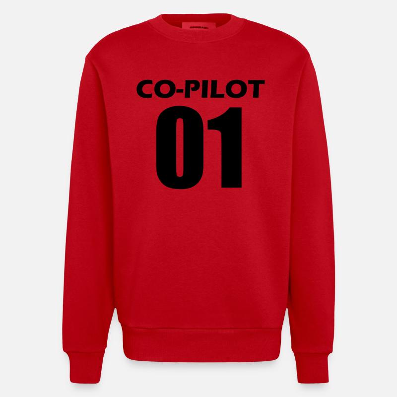 Co-Pilot Partnerlook Geschenk - Heavyweight Oversized Organic Crew Neck Made in EU - Rot
