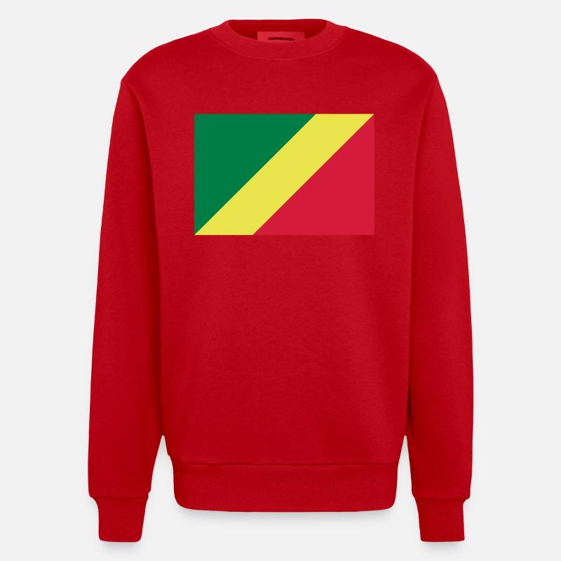 drapeau Congo Brazzaville - Sweat bio épais oversize fabriqué en UE - rouge