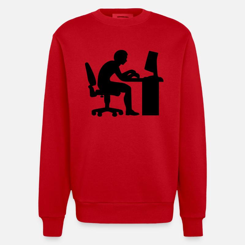 Büro Computer - Heavyweight Oversized Organic Crew Neck Made in EU - Rot