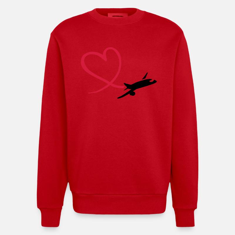 Flugzeug - Heavyweight Oversized Organic Crew Neck Made in EU - Rot
