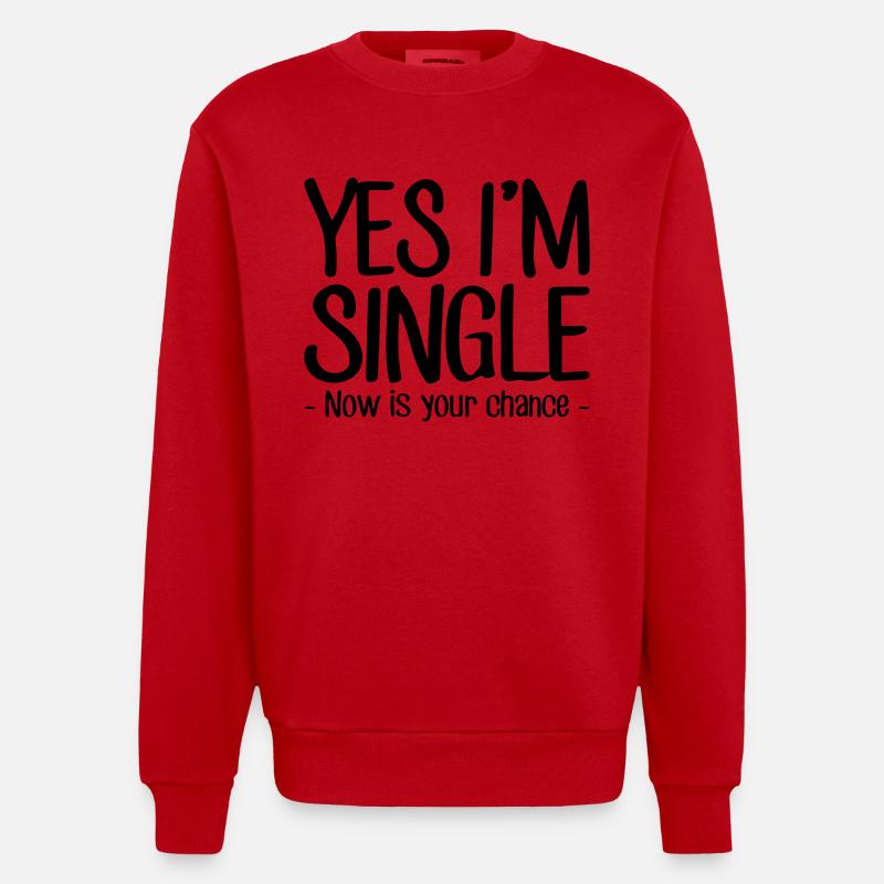 ja, ich bin Single - Heavyweight Oversized Organic Crew Neck Made in EU - Rot
