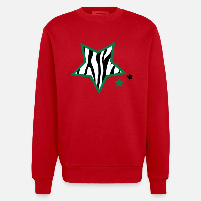 étoiles de zèbre - Sweat bio épais oversize fabriqué en UE - rouge