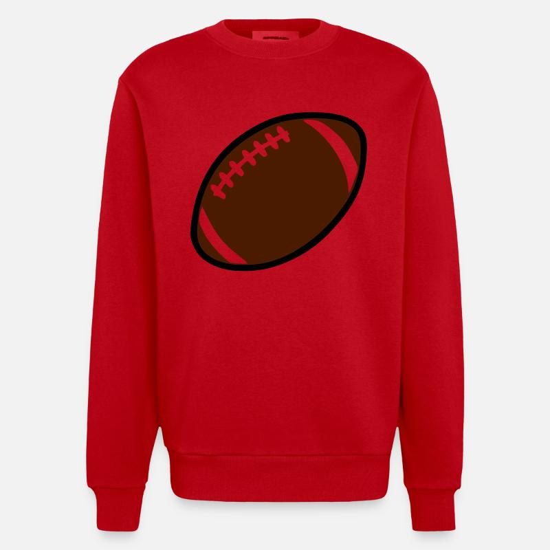 Rugby-Ball oder Fußball americain712 - Heavyweight Oversized Organic Crew Neck Made in EU - Rot