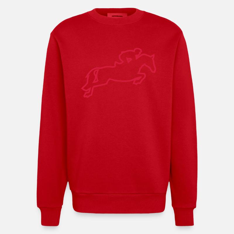 saut obstacle cheval monte trace2 - Sweat bio épais oversize fabriqué en UE - rouge